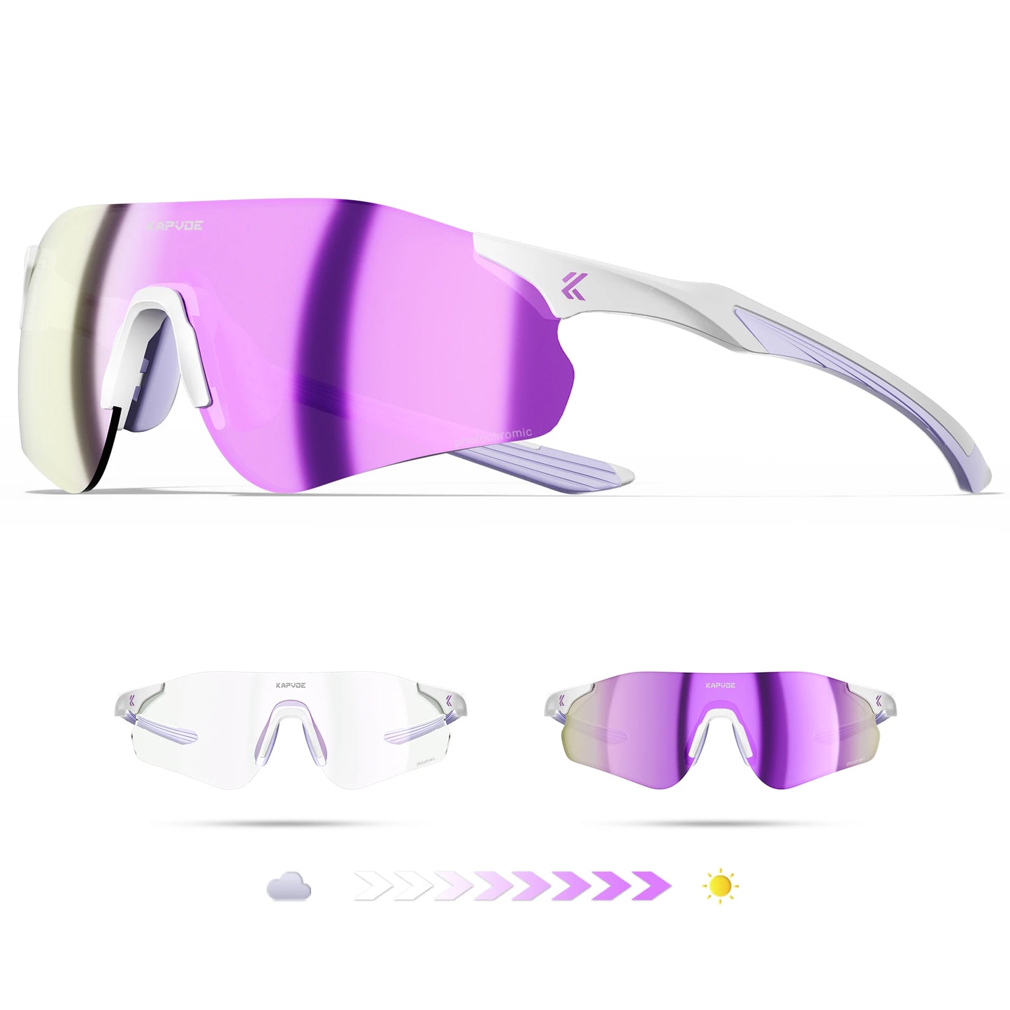 Lunettes de cyclisme et de course photochromiques Kapvoe, pour hommes et femmes, lunettes de soleil pour vélo de route, protection UV400, lunettes de sport pour la conduite