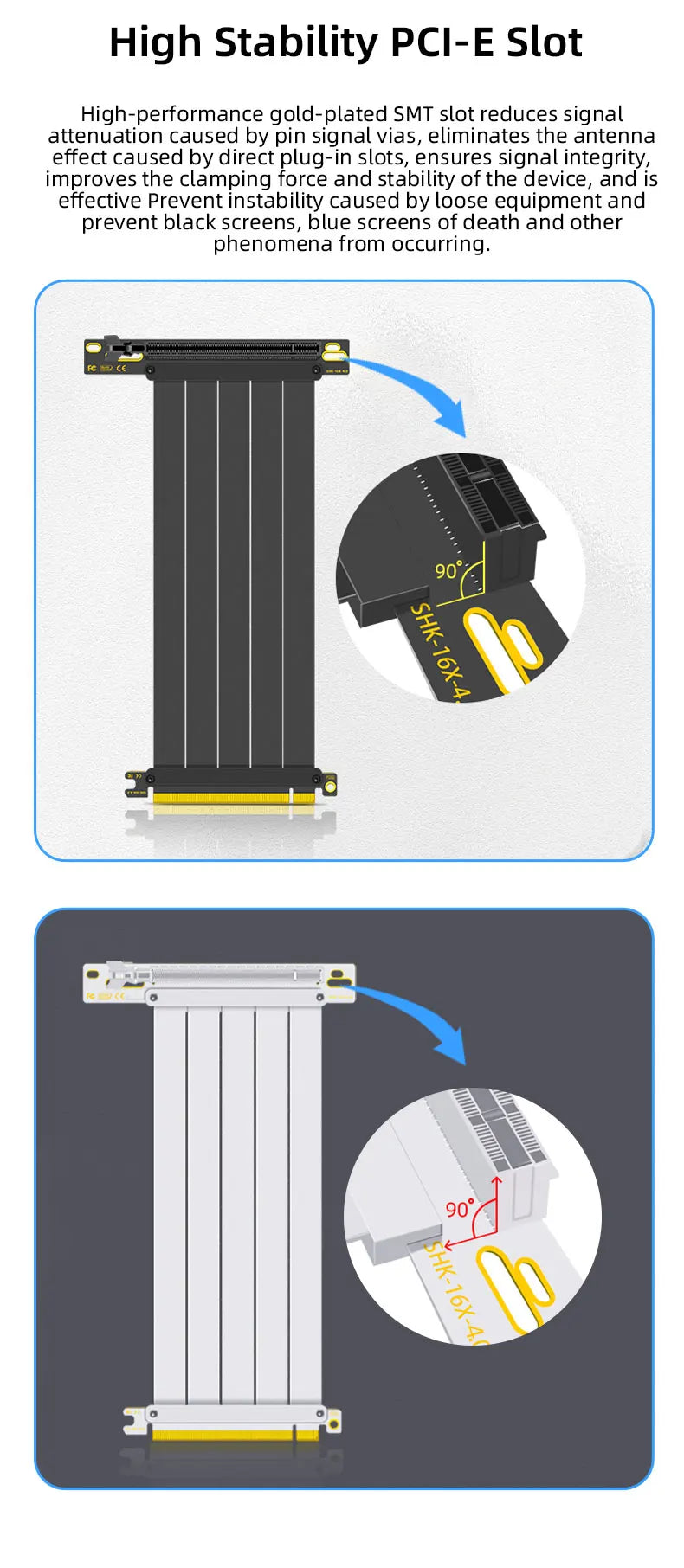 Câble Riser PCI-E 3.0/PCI-E 4.0 X16, carte vidéo, extension Flexible haute vitesse blindée EMI, rallonge PCI Express Gen 4 GPU
