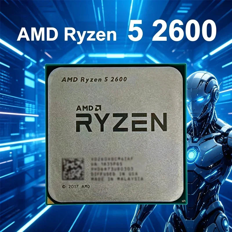Processeur AMD Ryzen 5 2600 — 6 cœurs 12 threads, 3,4 GHz, Socket AM4