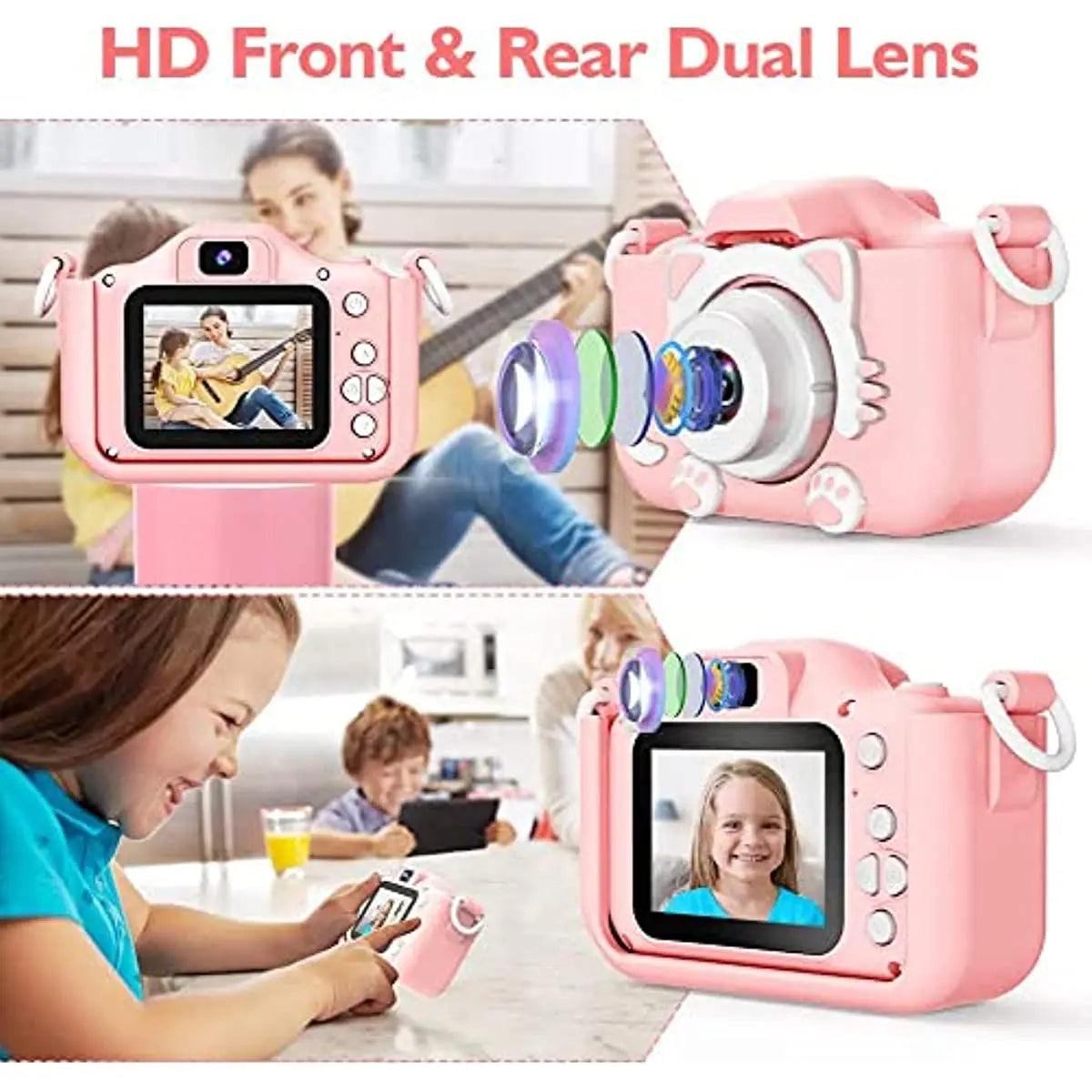 Cámara de vídeo digital para niños, súper bonita, HD 1080P, 2.0 pulgadas, con fundas de silicona, juguetes para Navidad