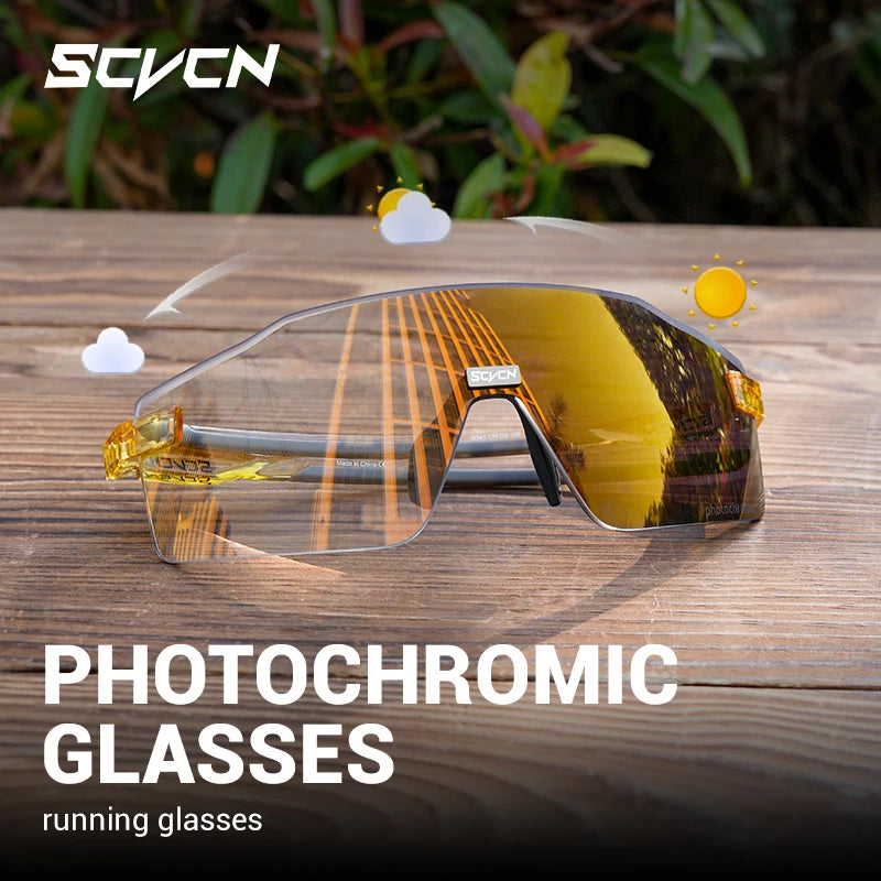 Lunettes de cyclisme photochromiques SCVCN pour hommes et femmes, lunettes de vélo de route et de VTT, lunettes de randonnée décontractées, coupe-vent