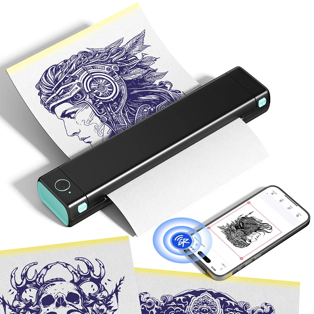Phomemo - Impresora de esténciles de tatuajes Bluetooth, máquina de tatuar inalámbrica M08F con 10 papeles de transferencia gratis, para artistas y principiantes