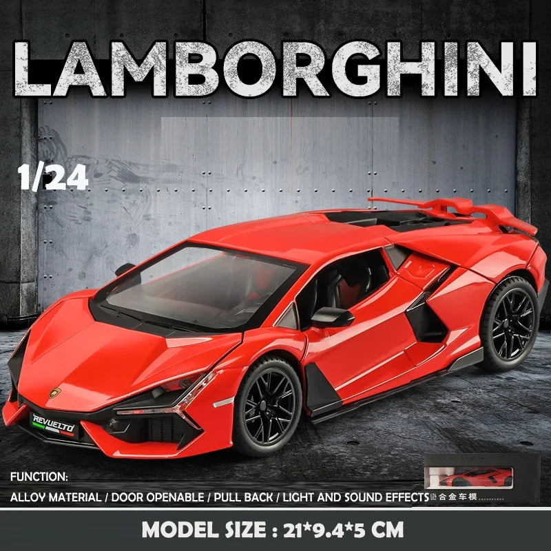 Modèle de supercar 1/24 avec son et lumière — collection miniature, cadeau d'anniversaire garçon
