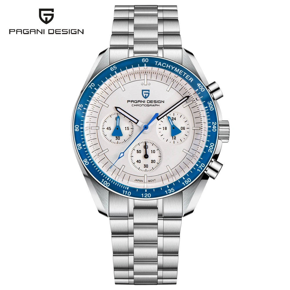 Montre à quartz de luxe pour hommes — chronographe VK63, miroir saphir AR, lumineuse, cadeau 2025