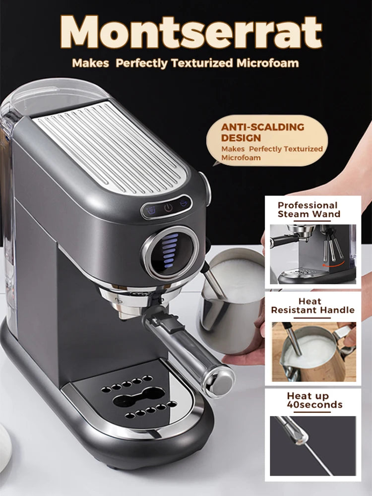 Machine à expresso pour cappuccino semi-automatique en acier inoxydable — dosette ESE, vapeur, chaud et froid