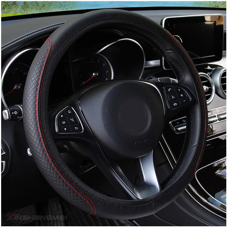 Universal Car Steering Wheel Cover, 37/38cm, Anti-slip, Embossed Leather, Car Styling
