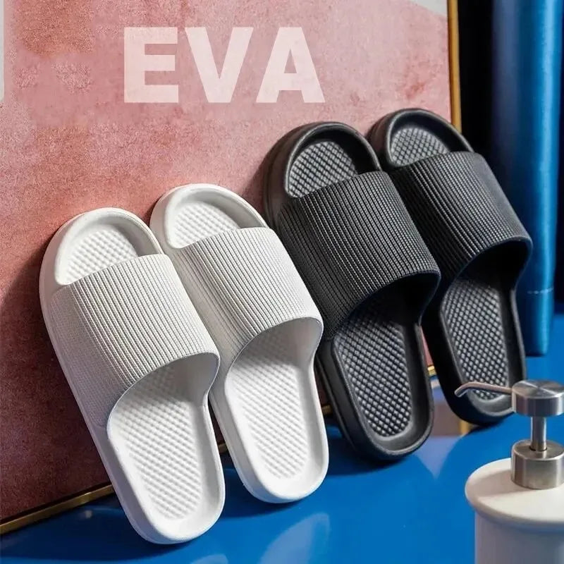 Anti-Slip EVA Shower Slippers with Soft Massaging Sole for Men and Women, Couples, Waterproof, Home, Leisure, Bathroom, Fashion