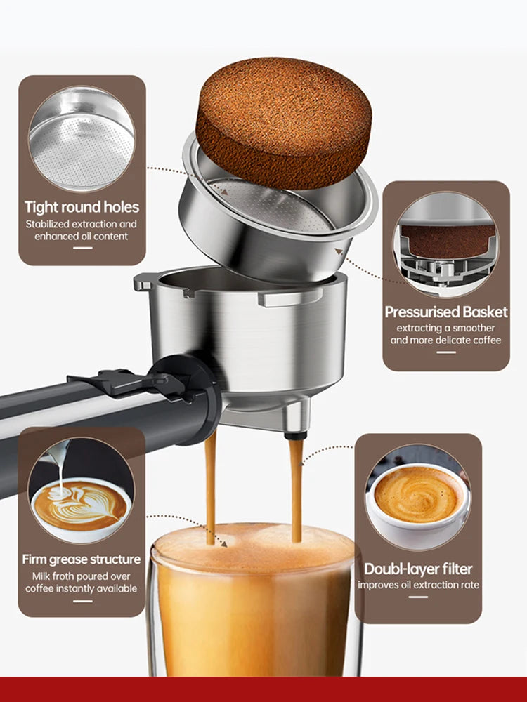 Cafelffe 4-in-1 Coffee Maker Cappuccino Dolce Gusto Nes Capsule Espresso Machine ESE Pod Ground Coffee Gift for Lovers, Dad, Mom