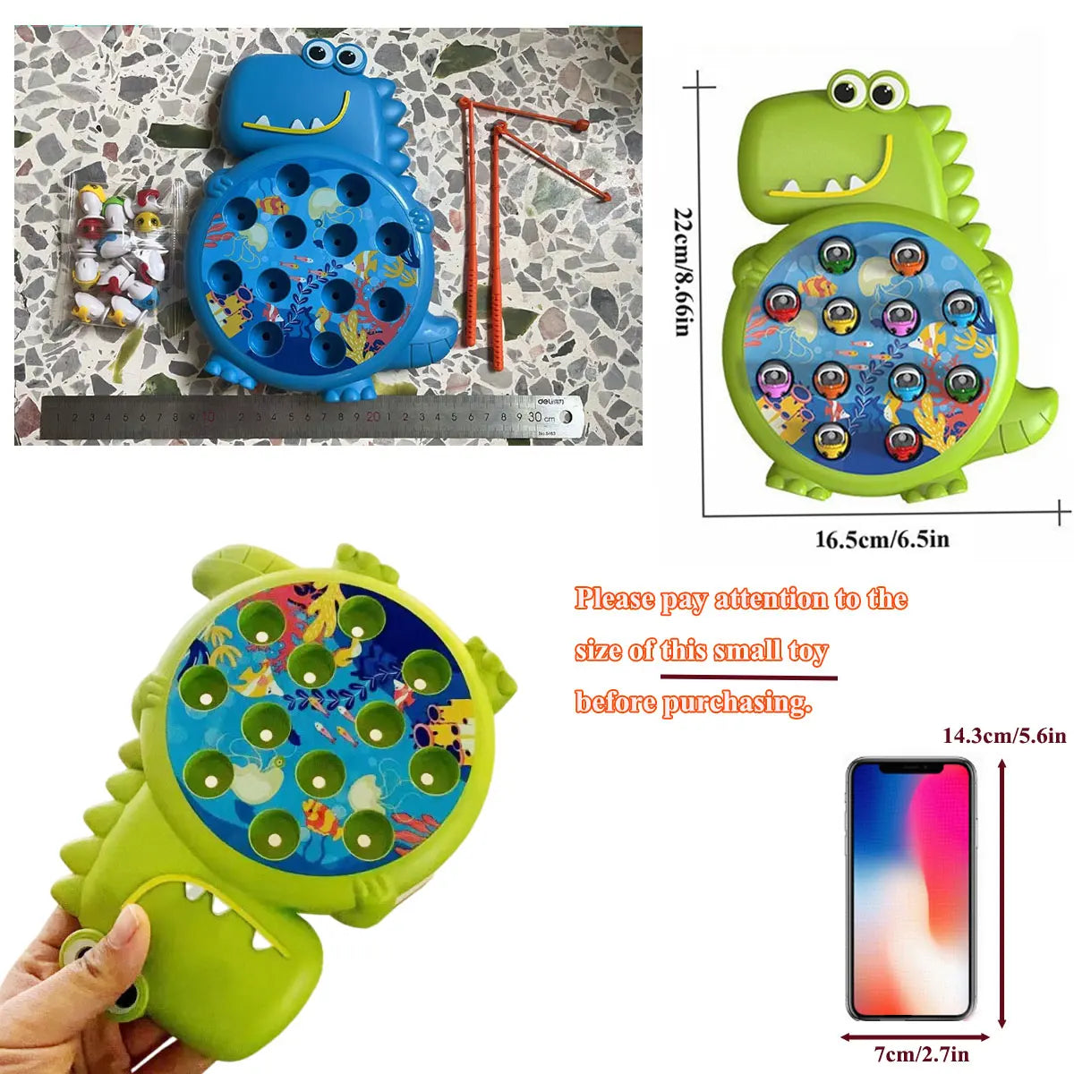 Jouets de pêche magnétiques simples dinosaure, canne à jeu, jouets pour enfants, bébé Montessori avec tige, cadeau éducatif sans rotation
