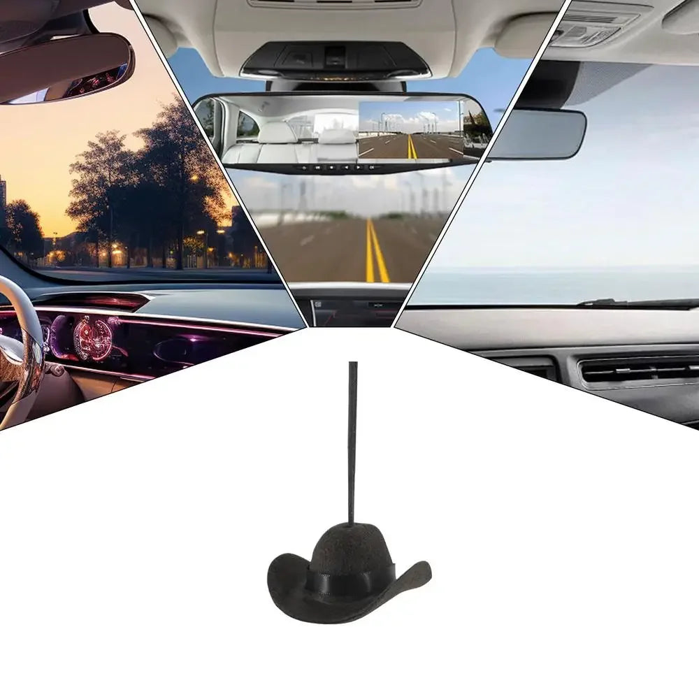 Chapeau de Cowboy mignon, ornement de voiture, pendentif en tissu, accessoire intérieur amusant pour voyage sur route pour femmes et hommes