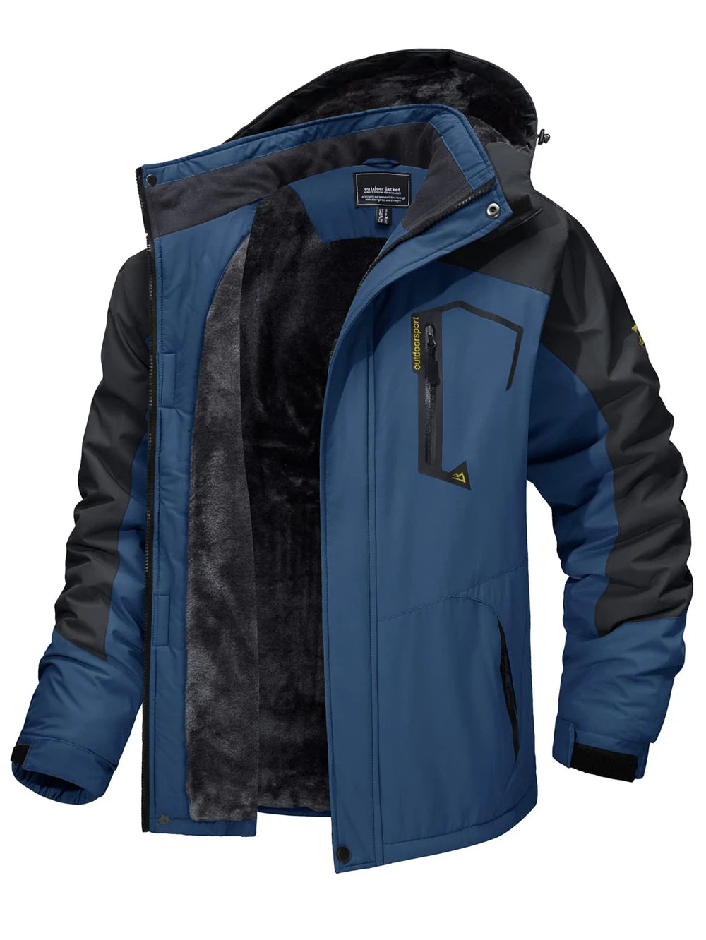 TACVASEN Fleece Lined Mountain Jackets Men Outdoor Hiking Jackets Detachable Hooded Coats Ski Snowboard Parka Winter Outwear