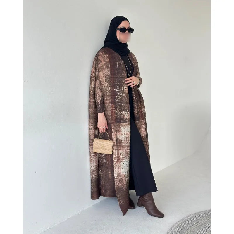 KAF femmes mode Abaya Vintage imprimé Cardigan conception ample grande taille élégante femme luxe Robe printemps automne modèle