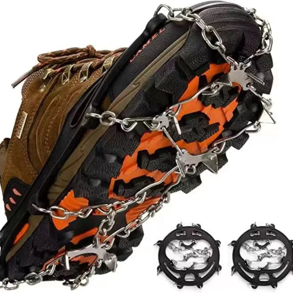 Hiver randonnée en plein air escalade neige pointes Crampons Crampons chaîne griffes poignées bottes couverture glace pince Spike pour chaussures anti-dérapant
