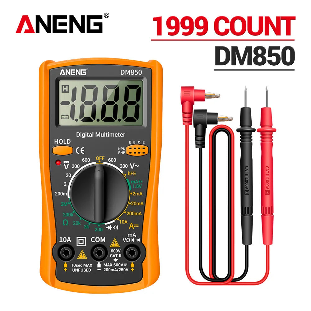 ANENG DM850 - Professional Automatic Digital Multimeter, AC/DC Auto Voltage Tester, Ohm Current Ammeter Detection Tool, 1999 Counts
