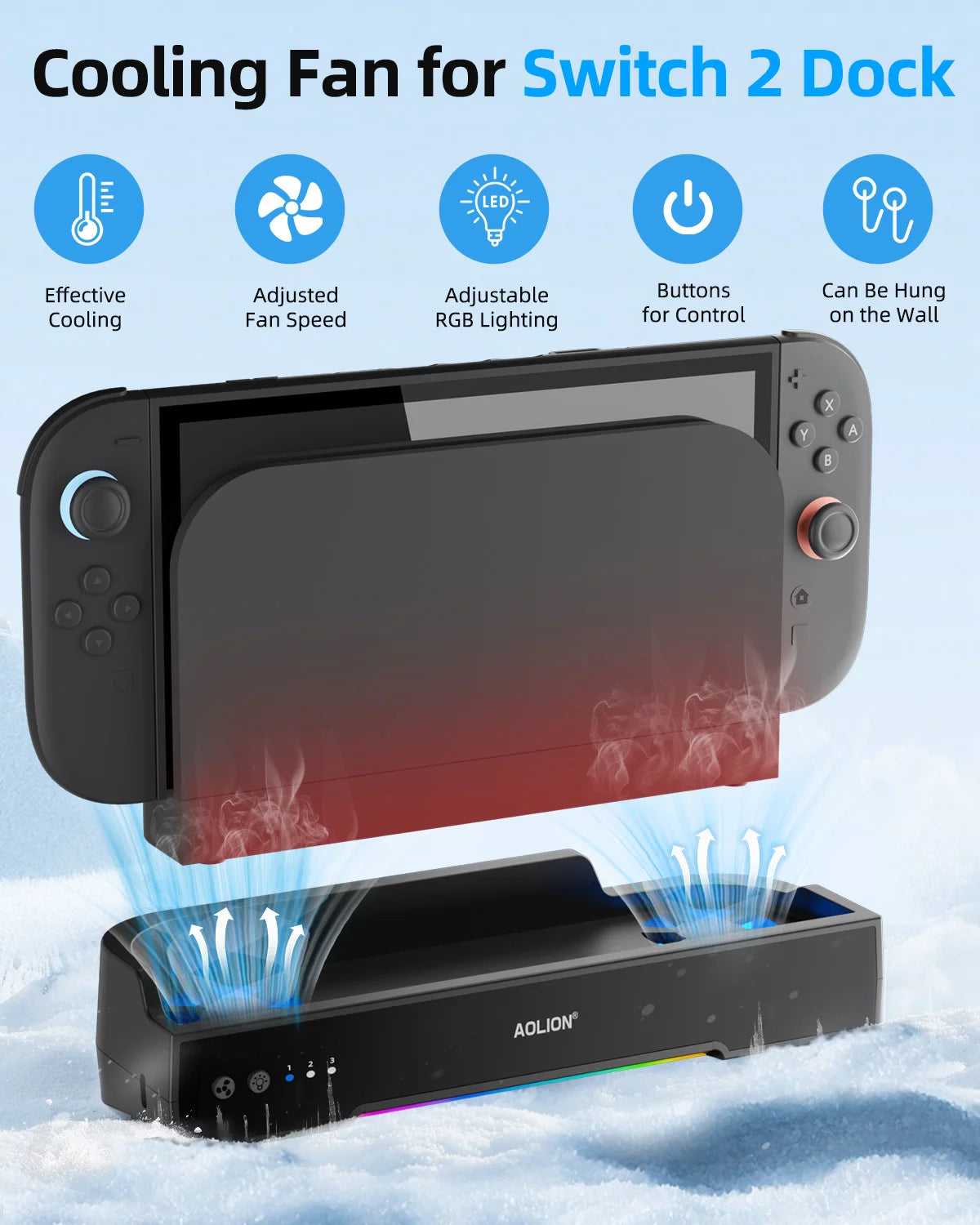 Dock RGB avec ventilateur de refroidissement HUB portable — console jeu, base d'extension, support mural, accessoires