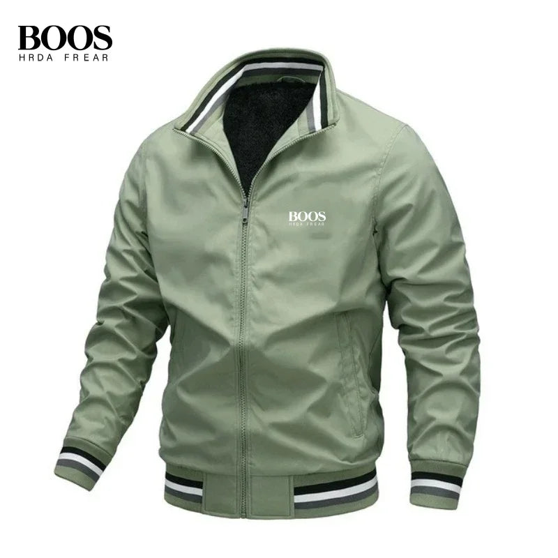Veste zippée brodée pour hommes — baseball, sports plein air, décontracté, automne