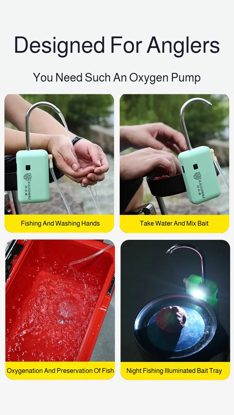Pompe à oxygène extérieure intelligente électrique pour la pêche, extracteur d'eau portable rechargeable, pompe à oxygène pour aquarium domestique