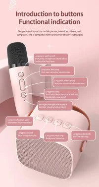 Altavoz Bluetooth inalámbrico Lenovo K1 con 2 micrófonos, máquina de karaoke con luz respiratoria para cantar en familia, regalos para niños