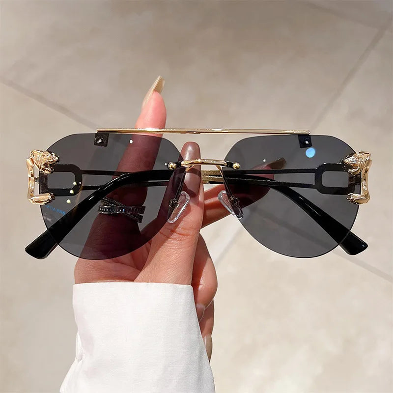 Lunettes de soleil vintage sans monture pour femmes — mode, nuances respirantes, 2023
