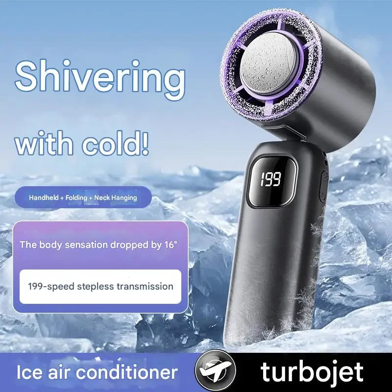 Ventilateur électrique rafraîchissant d'été, ventilateur turbo portable rechargeable, climatiseur double usage portable et de bureau pour le camping