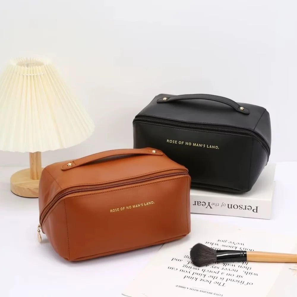 Bolsa de almacenamiento de cosméticos de viaje portátil, bolsa de maquillaje de gran capacidad, impermeable, para belleza y cuidado de la piel, almohada de belleza, neceser