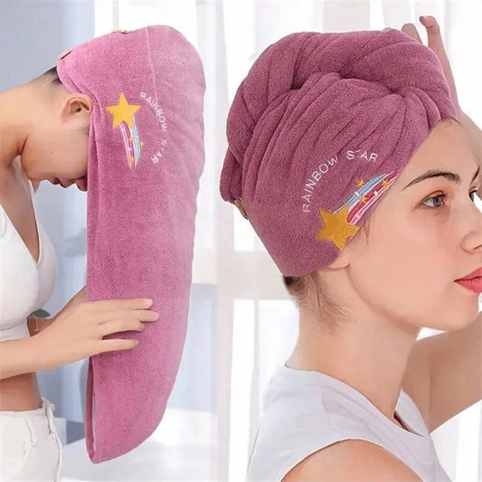 Bonnet de séchage de cheveux de Style brodé, serviette de cheveux épaisse en molleton de corail pour salle de bain, bonnet de douche absorbant à séchage rapide pour femmes, 1 pièce