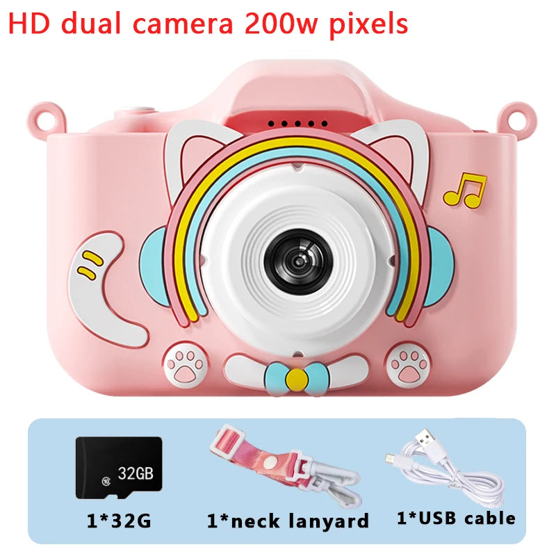 Cámara de vídeo digital para niños, súper bonita, HD 1080P, 2.0 pulgadas, con fundas de silicona, juguetes para Navidad