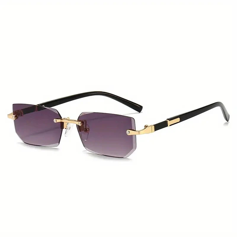 Rimless Rectangular Sunglasses for Men and Women, Popular Shades, Small Square Sunglasses, Summer Travel Fashion