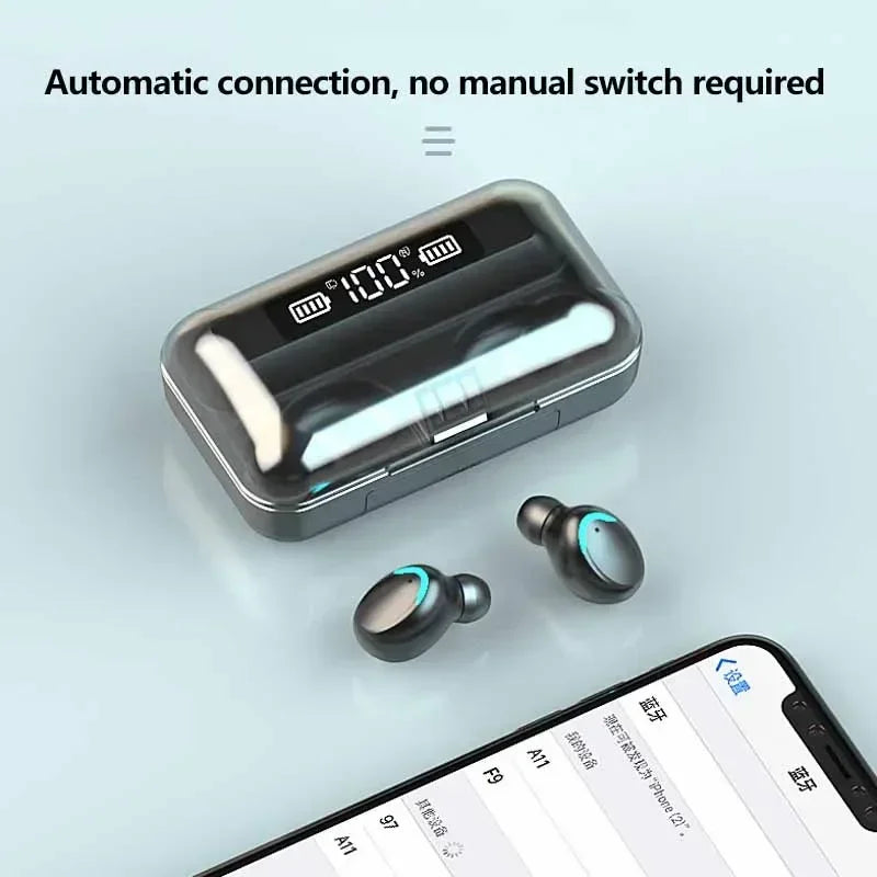 F9 Wireless Gaming Earbuds - TWS Bluetooth Earphones with Digital Display and Large Capacity Charger