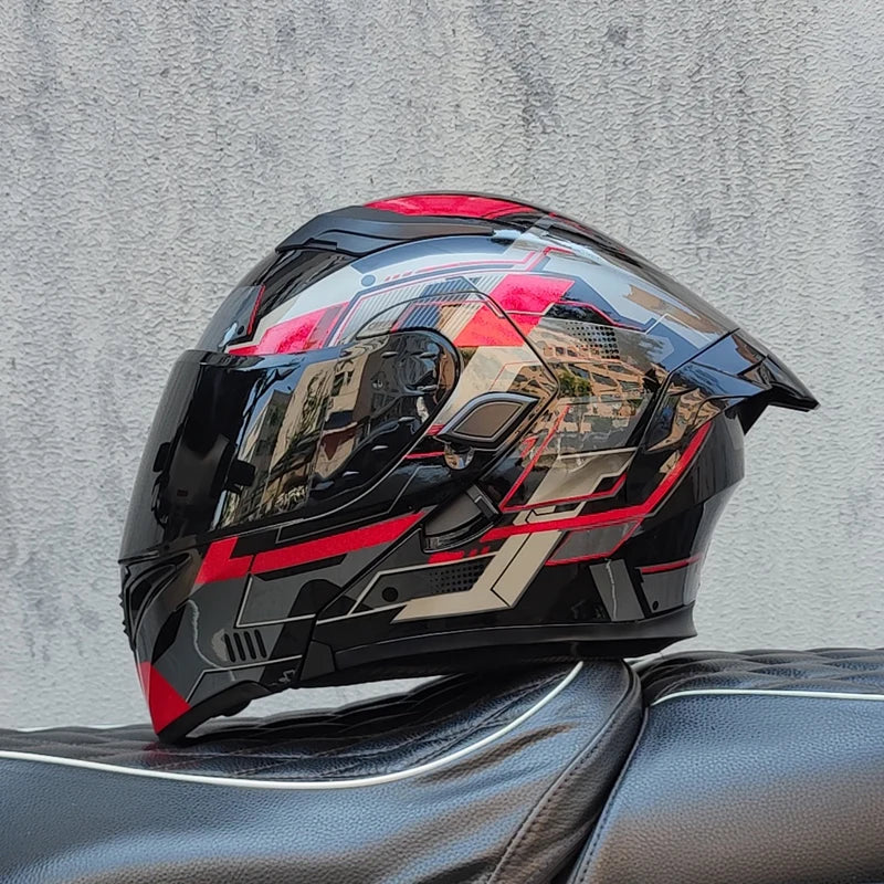 ORZ Motorcycle Helmets Dual Visors DOT Approved Modular Flip Up Helmet Full Face Motorcycle Racing Helmet Motocross Helmet DOT