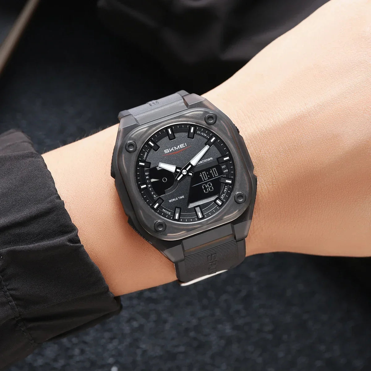 Montre-bracelet numérique étanche pour homme — réveil, sport, mode business