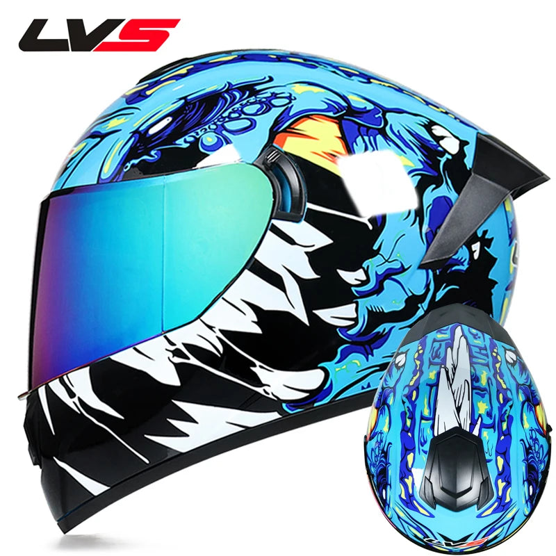 Casques moto pour hommes et femmes — double lentille, locomotive