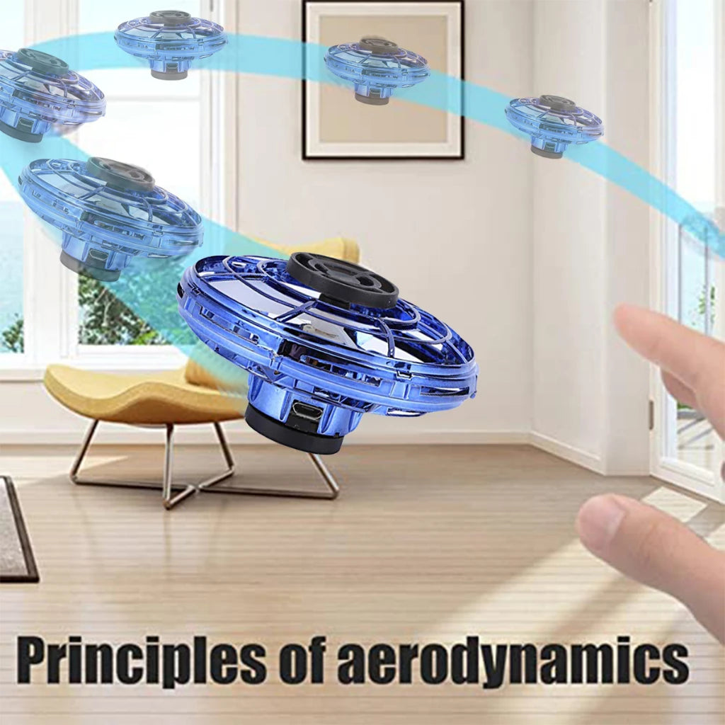 Nuevo LED volante OVNI Spinner de punta de dedo, actualización de helicóptero volador Gyro Flyorb Hover Ball, Mini Drone avión de juguete, regalo de Navidad