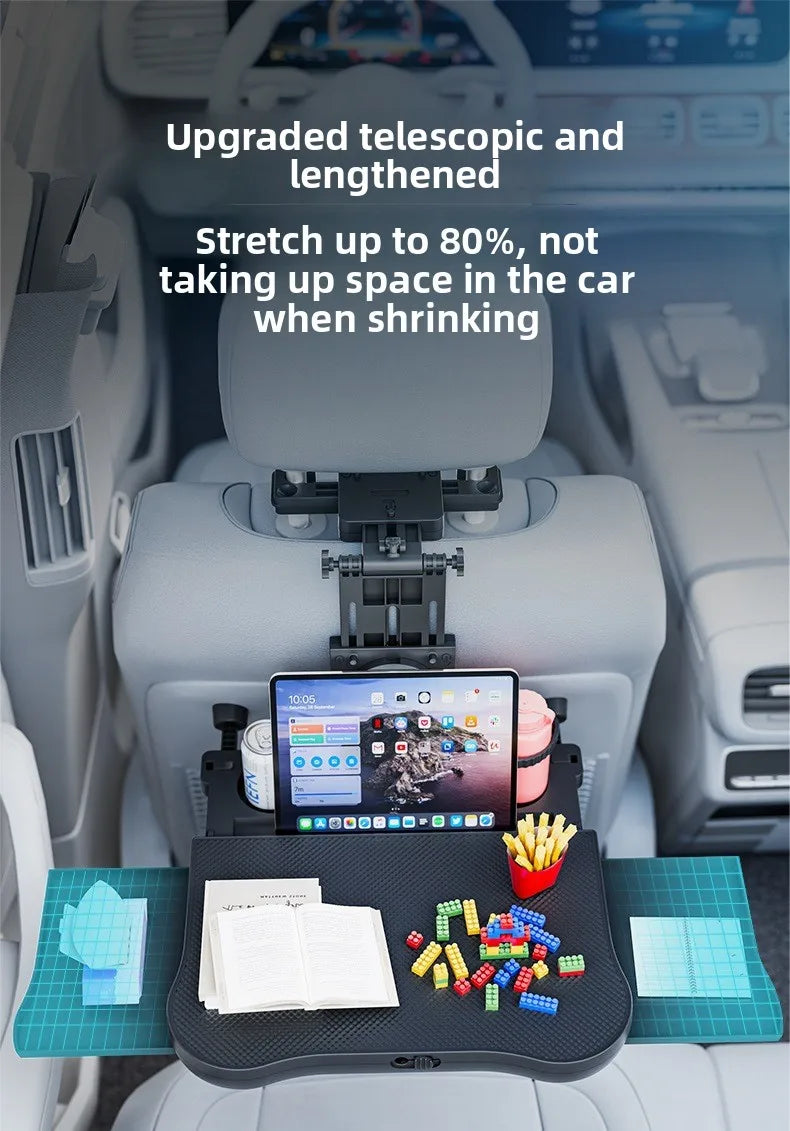 360 °   Table rotative pour plateau de voiture – Support de siège arrière en ABS, porte-ordinateur portable et porte-boissons pour les voyages sur route