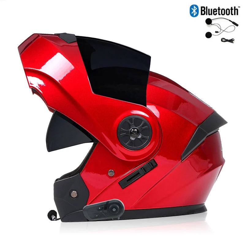 Casque Moto Bluetooth Intégral Homme — Motocross Rabattable Certifié DOT