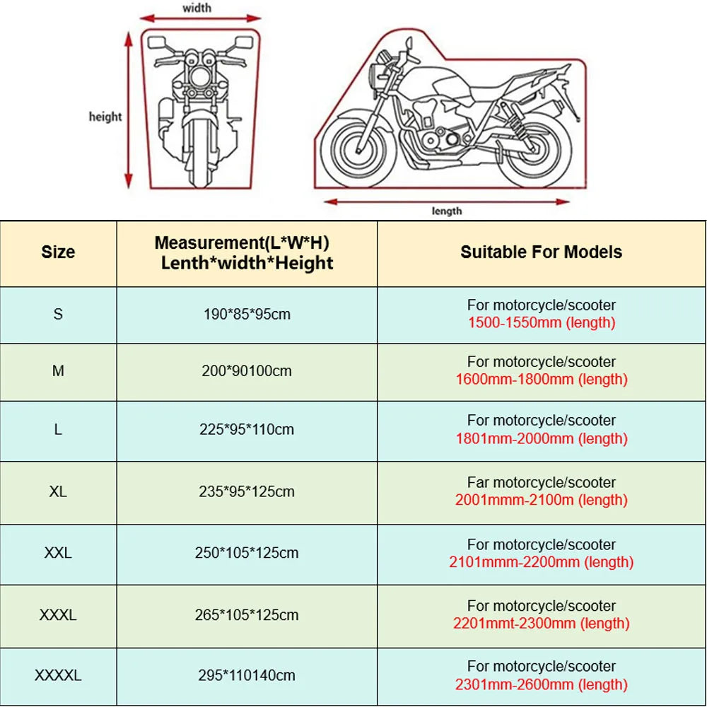 Housse de protection imperméable scooter — protection UV, pluie et poussière, compatible 150 / 250 / 350 cc, modèles D VX S T M R (v2)