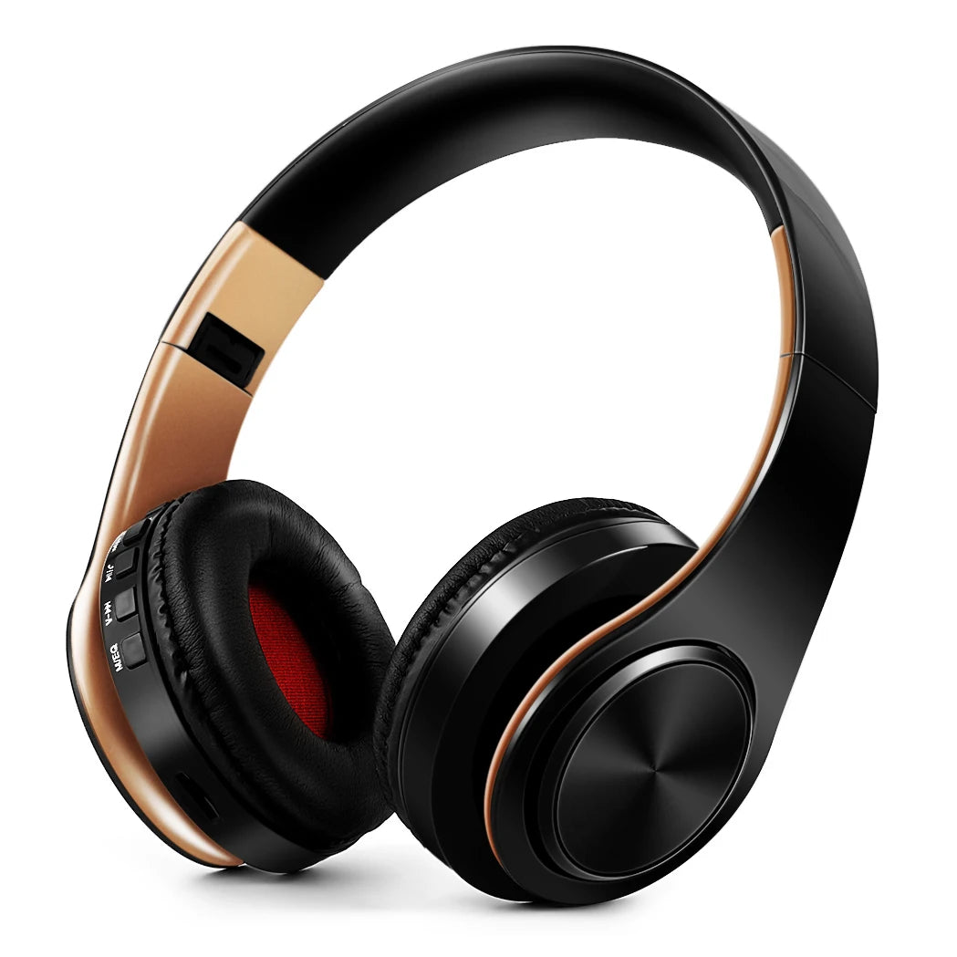 Casque sans fil Bluetooth pour hommes — cadeau doré, stéréo, jeu, micro intégré, universel smartphones