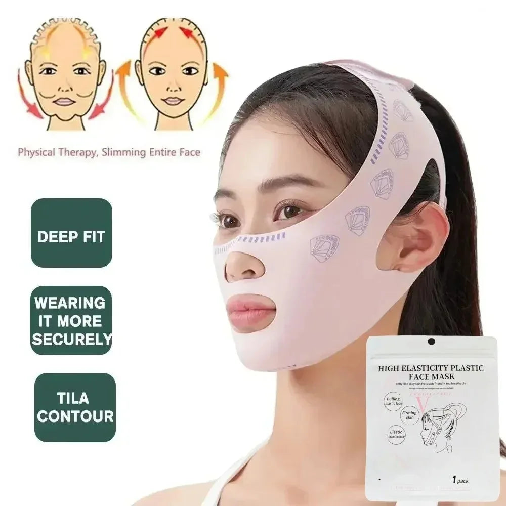 Mascarilla de lifting facial en V ajustable, vendaje de modelado facial reutilizable y transpirable para la reducción de la papada, estiramiento, regalo, 1 pieza