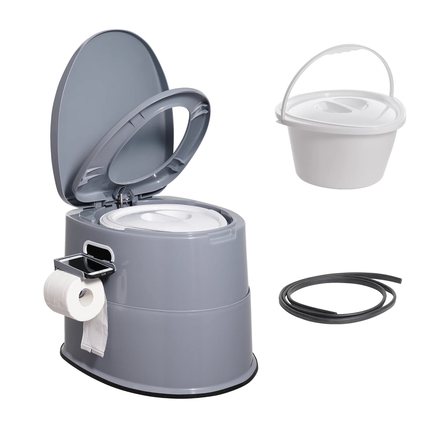 SucceBuy Toilettes portables pour camping Toilettes de voyage avec seau intérieur amovible de 1,3 gal/porte-papier amovible pour un long voyage sur route