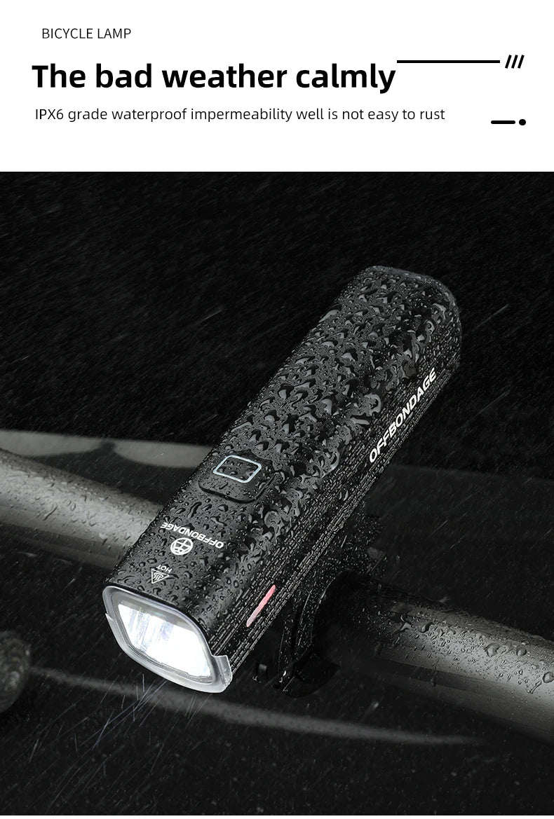 OFFBONDAGE Vélo Lumière 1000Lumen Vélo Phare Banque de Puissance Lampe de Poche Guidon USB Charge VTT Route Point culminant