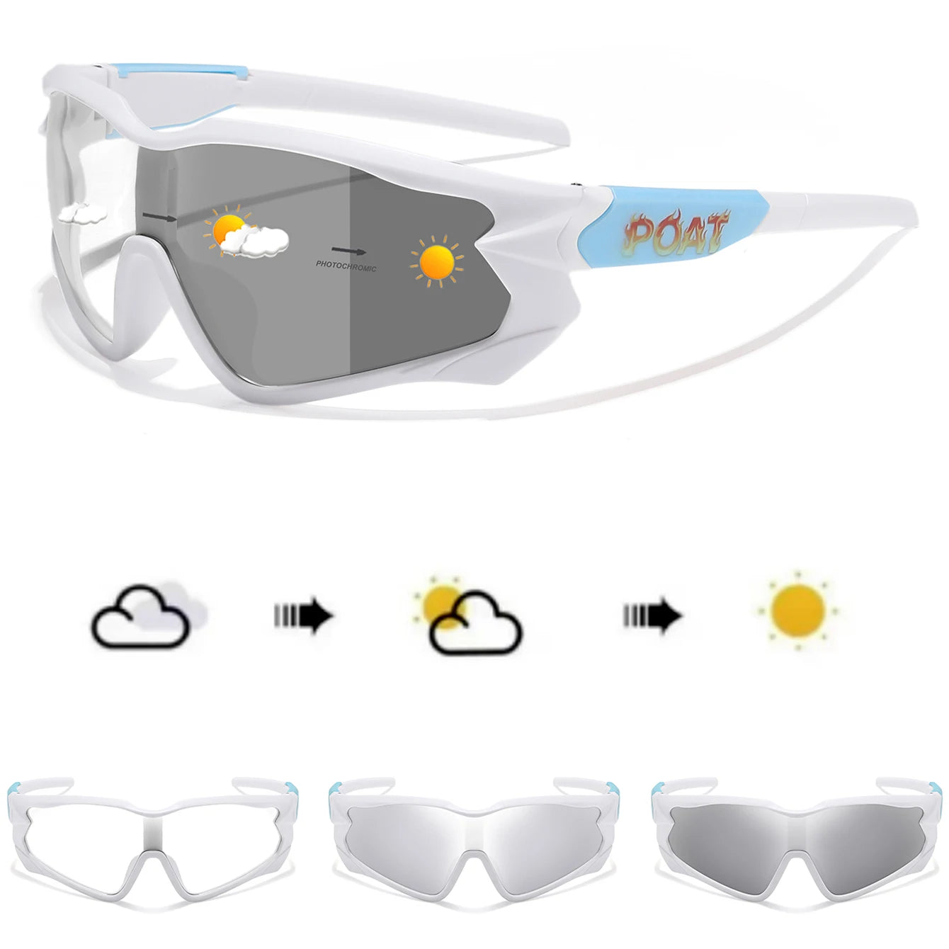 POAT tout nouveau Style lunettes de soleil photochromiques sport hommes femmes vtt vélo lunettes de vélo cyclisme pêche lunettes de course