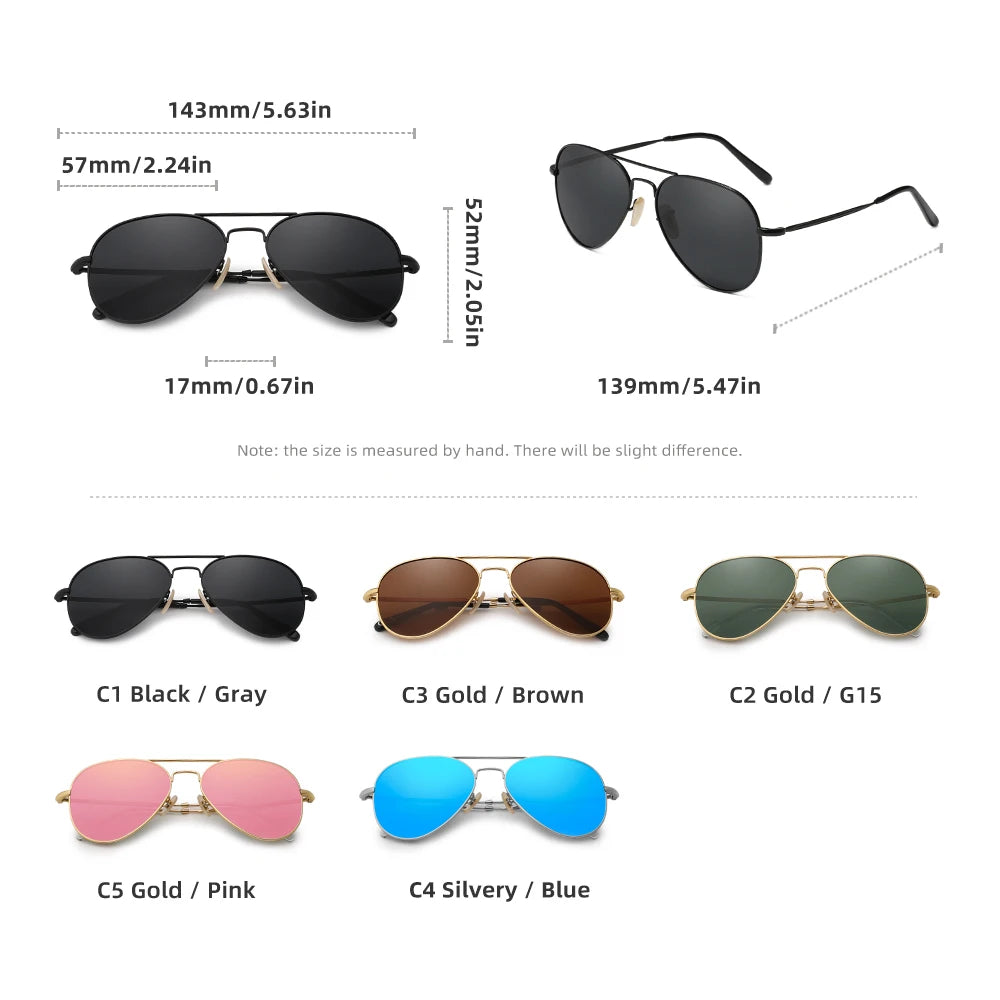 Lunettes de soleil pilotes polarisées UV400 — style aviateur, protection solaire, hommes
