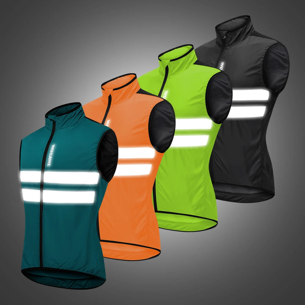 Gilet de cyclisme ultraléger sans manches — résistant à l'eau, coupe-vent, VTT, visibilité nocturne