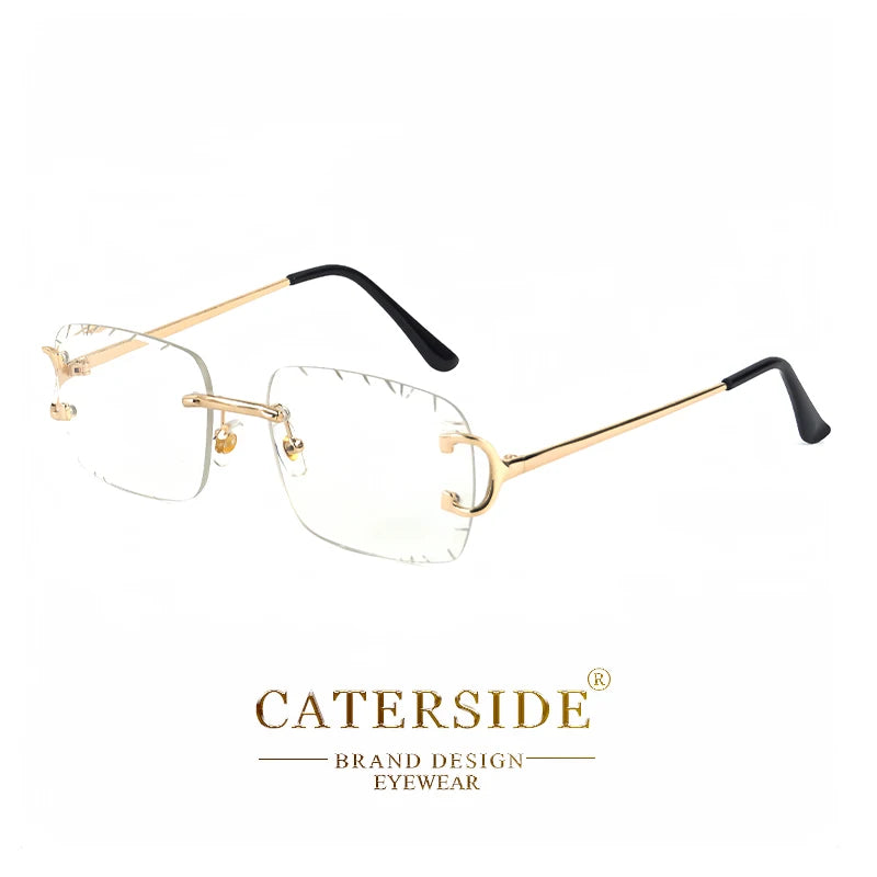 Lunettes de soleil carrées sans monture dégradé — métal, punk, UV400, homme et femme