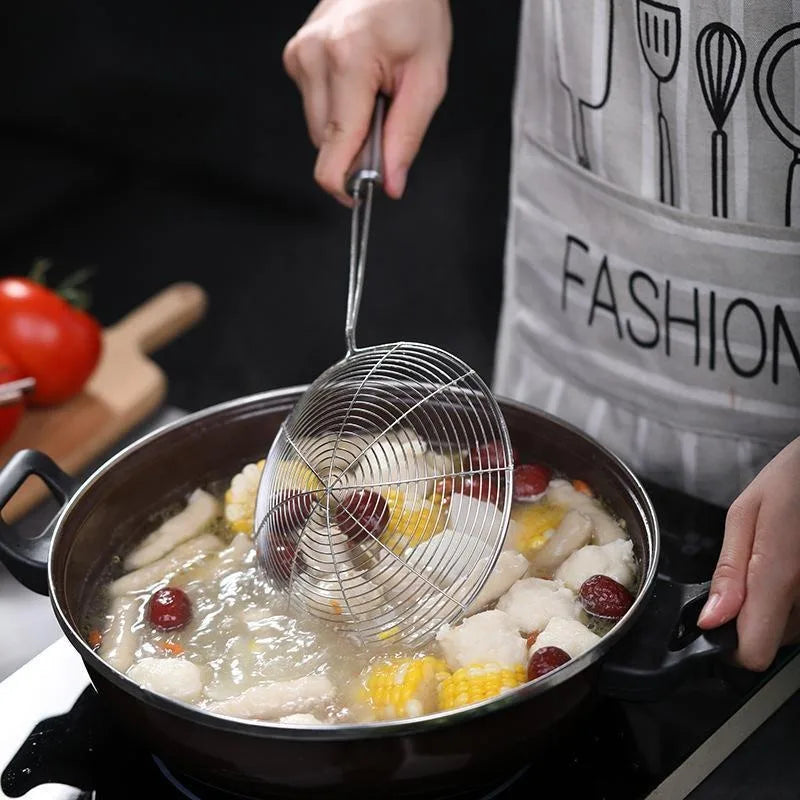 Stainless Steel Frying Colander, French Fry Spoon, Wire Mesh Skimmer, Strainer, Fryer Spoon, Sieve, Kitchen Supplies, 1/3/5 Pcs