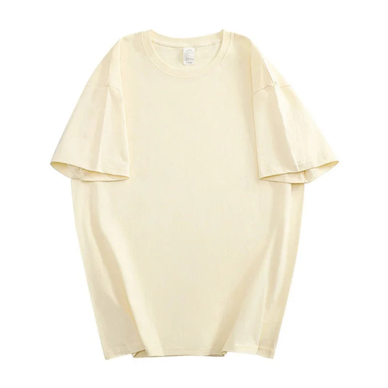 100 % algodón, manga media, para hombre y mujer, camiseta de verano holgada de manga corta informal, camiseta básica de cuello redondo de color sólido, tops