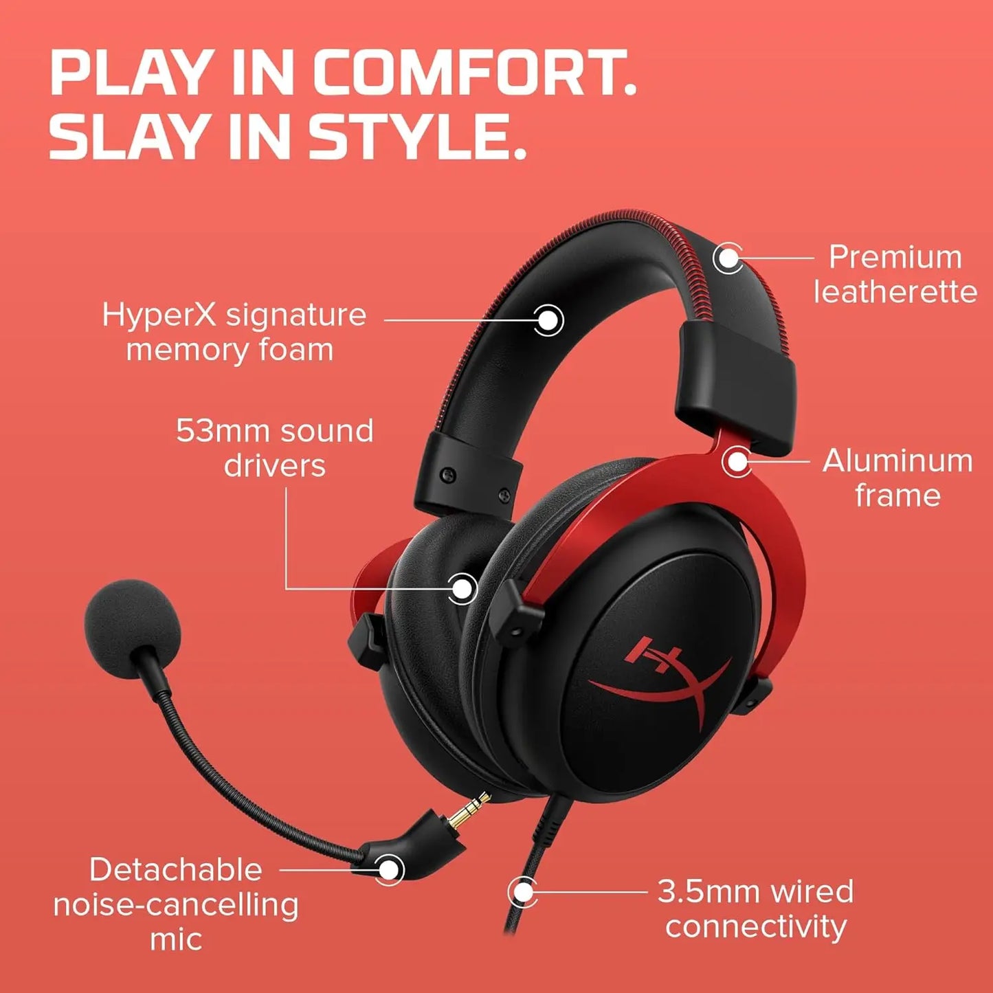 HyperX Cloud II – 7.1 Hi-Fi Surround Sound Gaming Headset with Microphone, for Computer and Mobile Phone, Original, Used