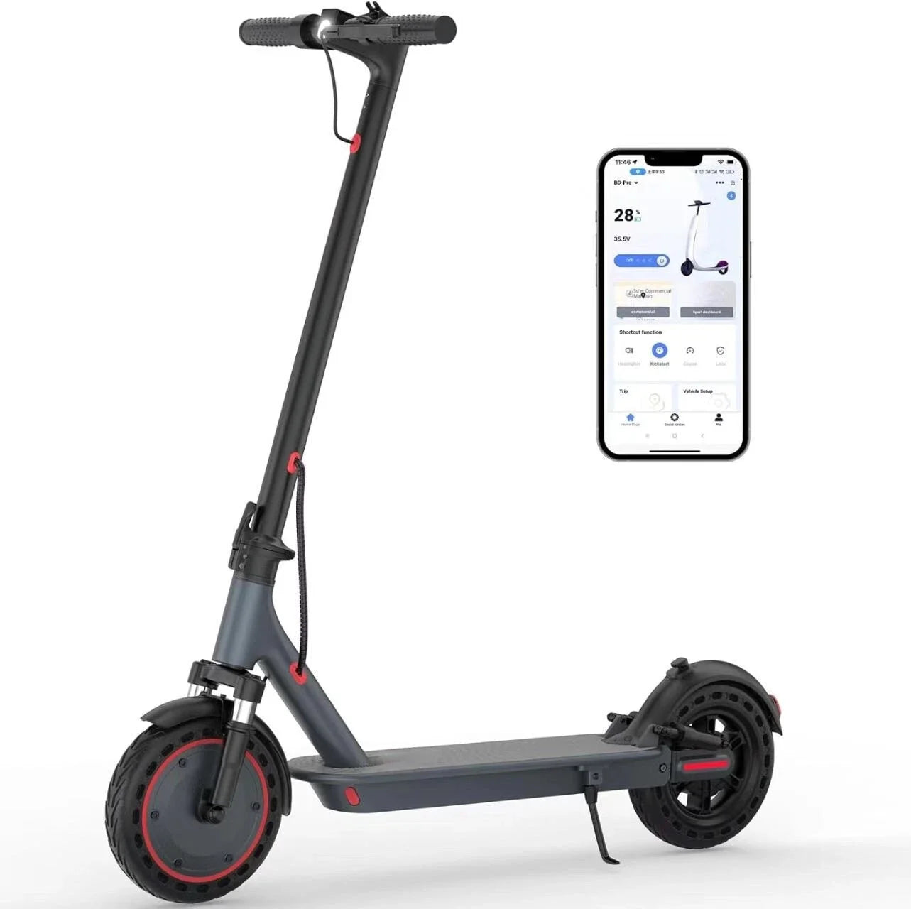Scooter Électrique 500W 22MPH Adulte — App Intelligente Antidérapant Pliable