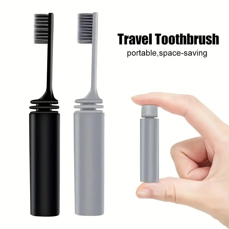 Brosse à dents pliante au charbon de bois compacte portable, parfaite pour le voyage, le camping et la randonnée, facile à prendre et efficace