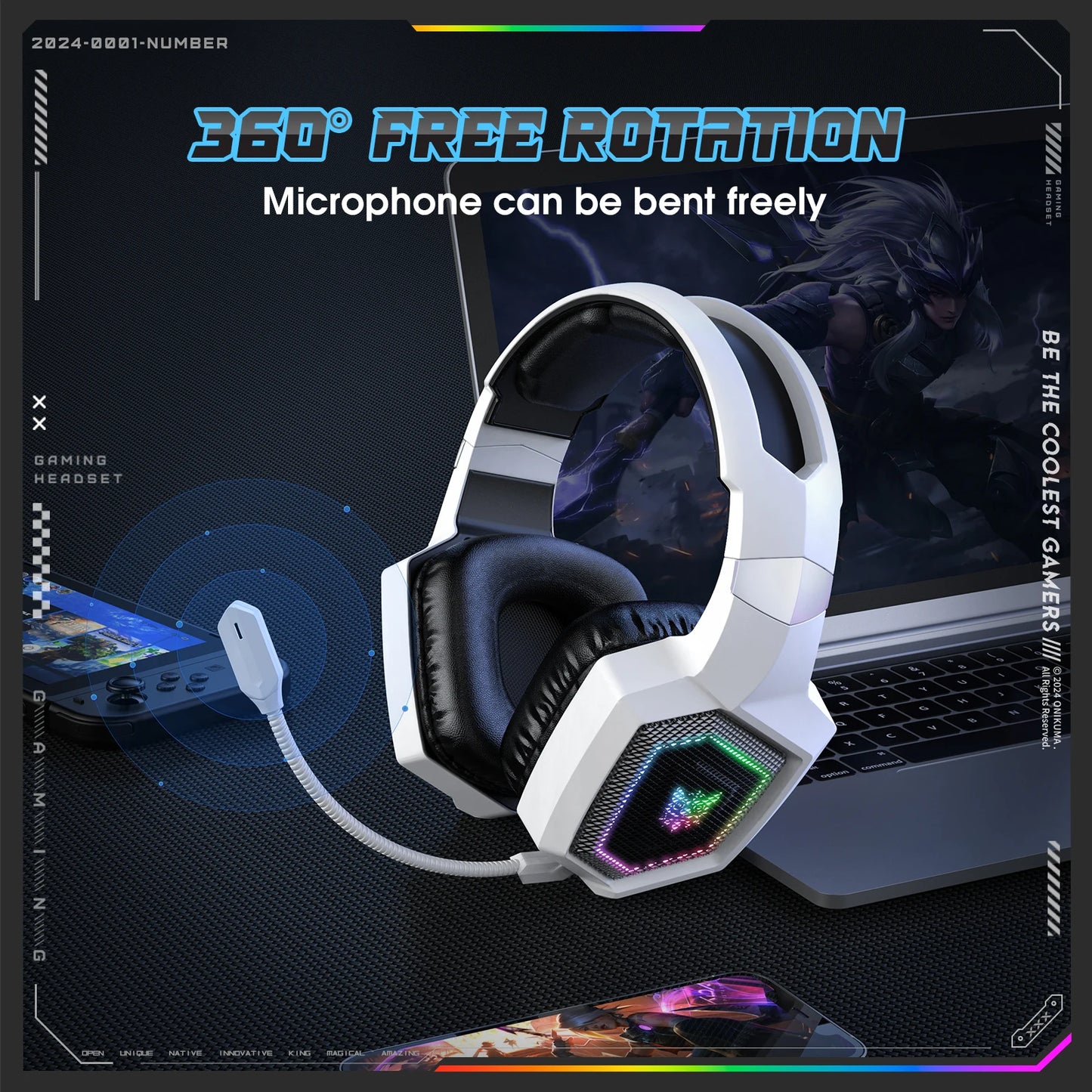 Auriculares inalámbricos para juegos ONIKUMA GT806 de 2,4 GHz, calidad de sonido HiFi para ordenador portátil con micrófono con cancelación de ruido, auriculares para juegos para PC